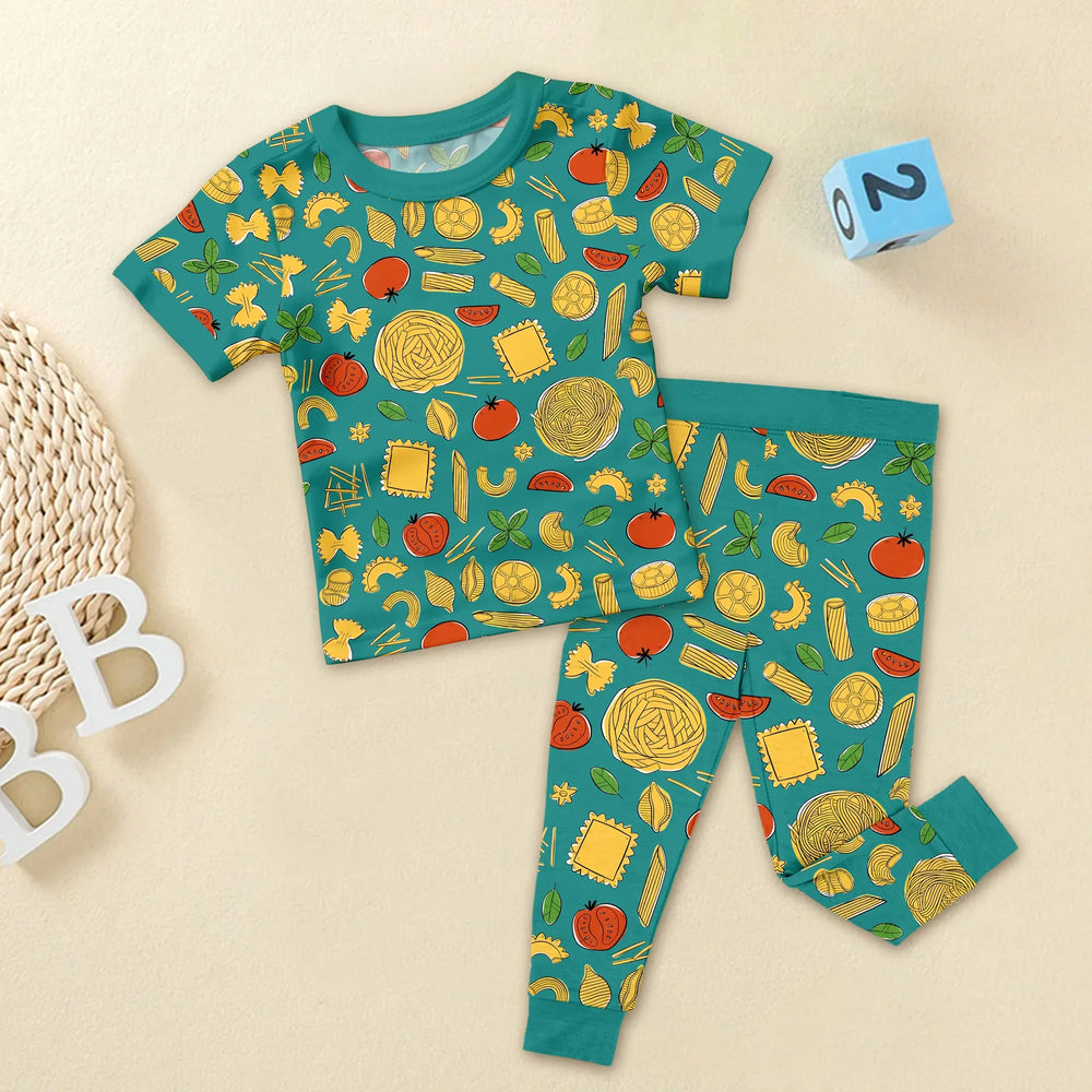 Pasta Party Two Piece Long Sleeve Pajama Set , Pasta Party Two Piece Long Sleeve Pajama Set - Long Pajama / 12-18M