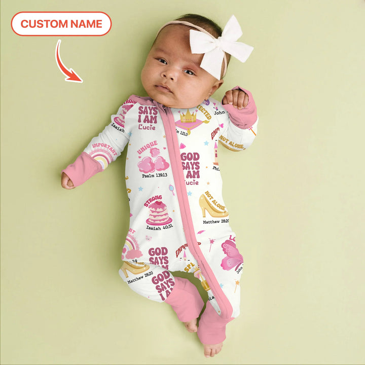Custom Name God Says I Am Girl Custom Name Convertible Zippy , Custom Name God Says I Am Girl Custom Name Convertible Zippy - 0-3M