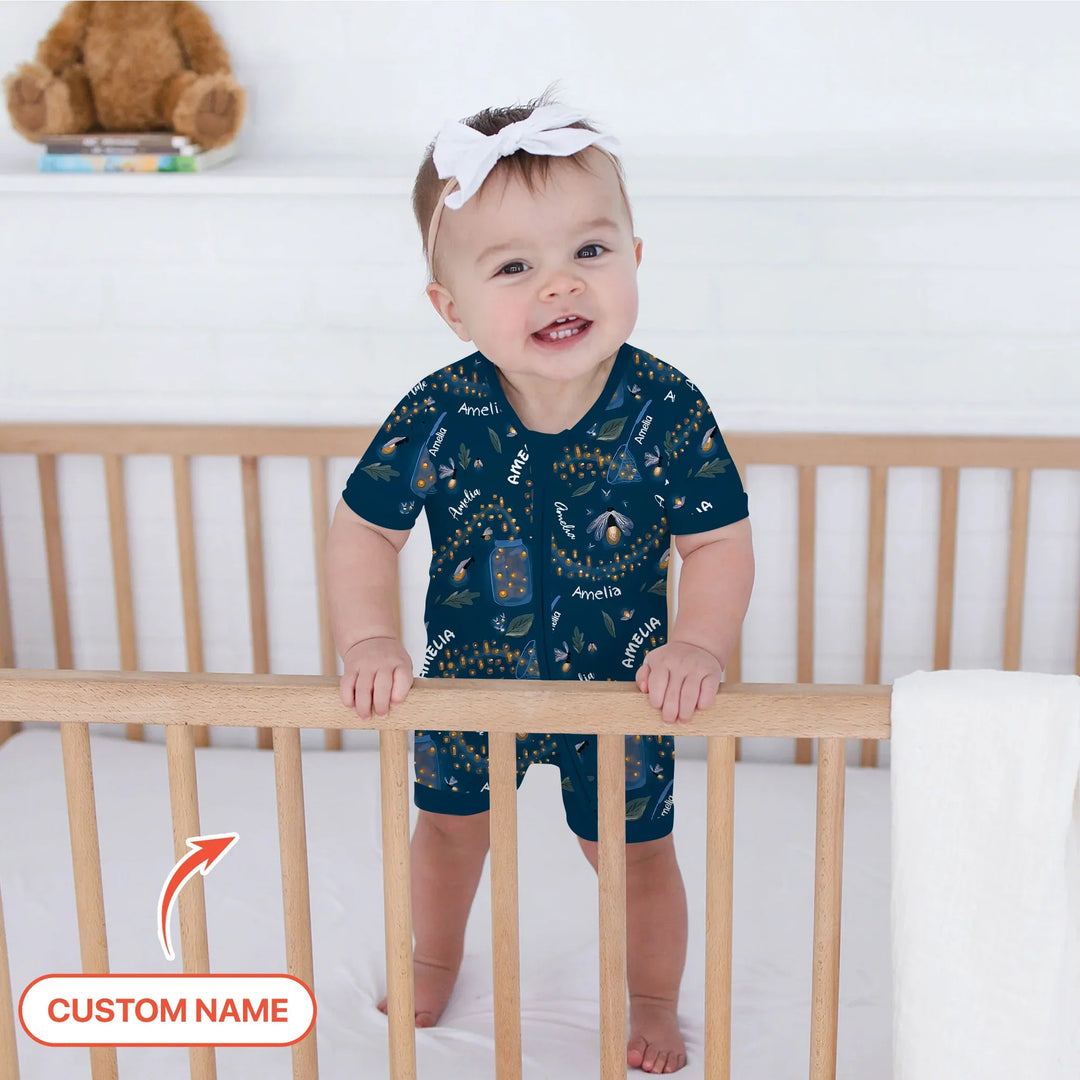 Custom Name Catching Fireflies Shorty Zippy , Custom Name Catching Fireflies Shorty Zippy - 0-3M