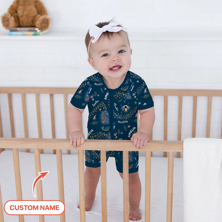 Custom Name Catching Fireflies Shorty Zippy , Custom Name Catching Fireflies Shorty Zippy - 0-3M