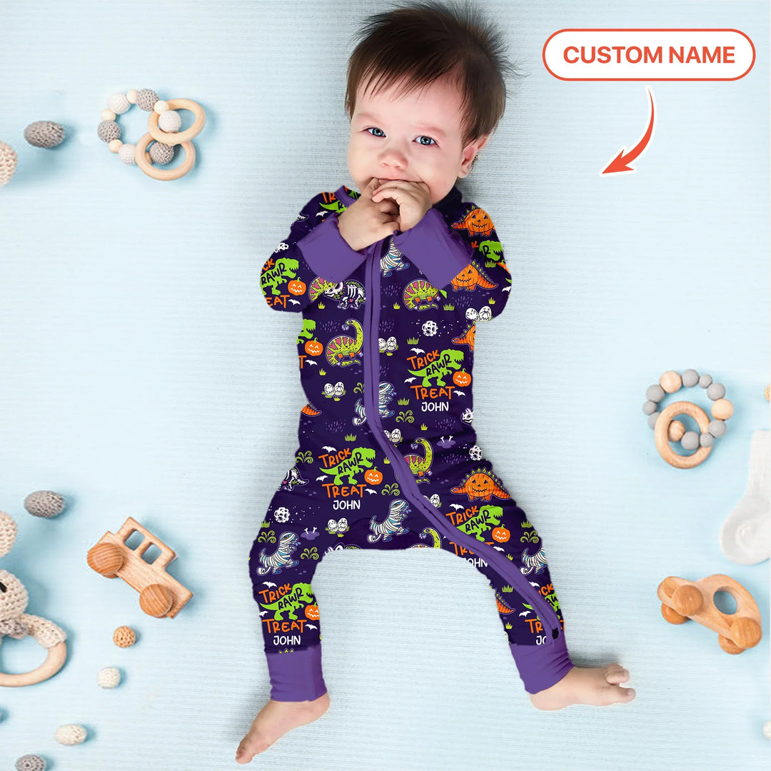 Trick Rawr Treat Custom Name Convertible Zippy , Trick Rawr Treat Custom Name Convertible Zippy - 0-3M
