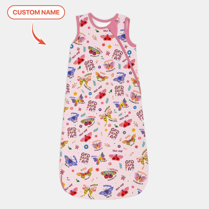 Custom Name God says I am Butterfly Sleep Bag , Custom Name God says I am Butterfly Sleep Bag - XS / 0.5 TOG