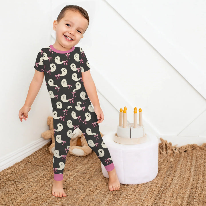 Little Ghosts Two Piece Short Sleeve Pajama Set For Haloween , Little Ghosts Two Piece Short Sleeve Pajama Set For Haloween - 12-18M