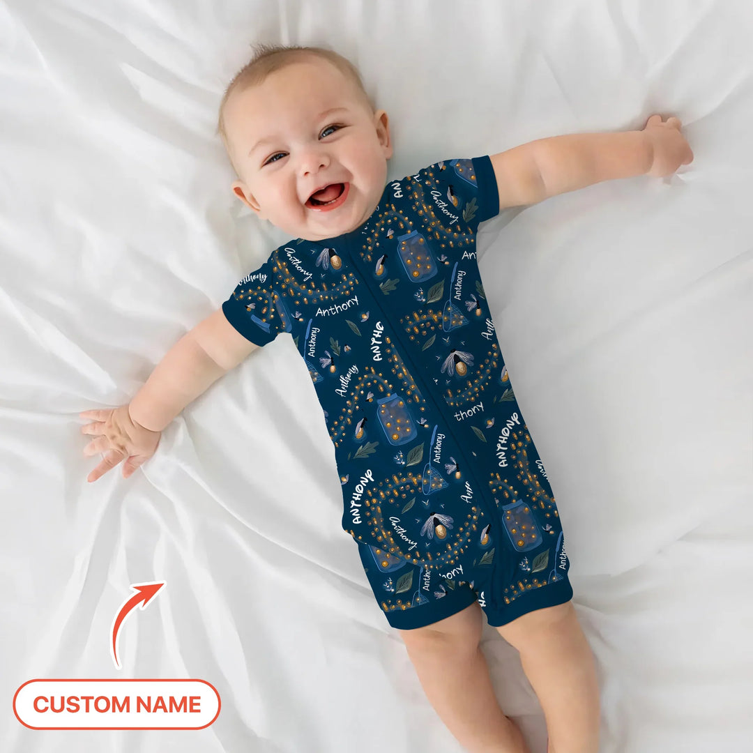 Custom Name Catching Fireflies Shorty Zippy , Custom Name Catching Fireflies Shorty Zippy - 0-3M