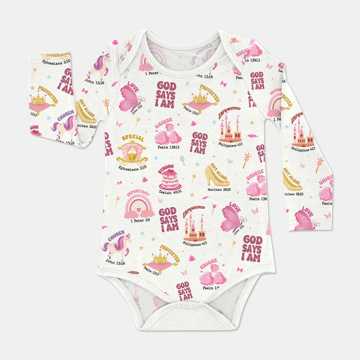 God Says I Am Girl BodySuit , God Says I Am Girl BodySuit - White / Long Sleeve / Newborn