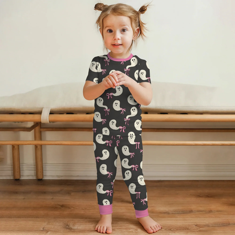 Little Ghosts Two Piece Short Sleeve Pajama Set For Haloween , Little Ghosts Two Piece Short Sleeve Pajama Set For Haloween - 12-18M