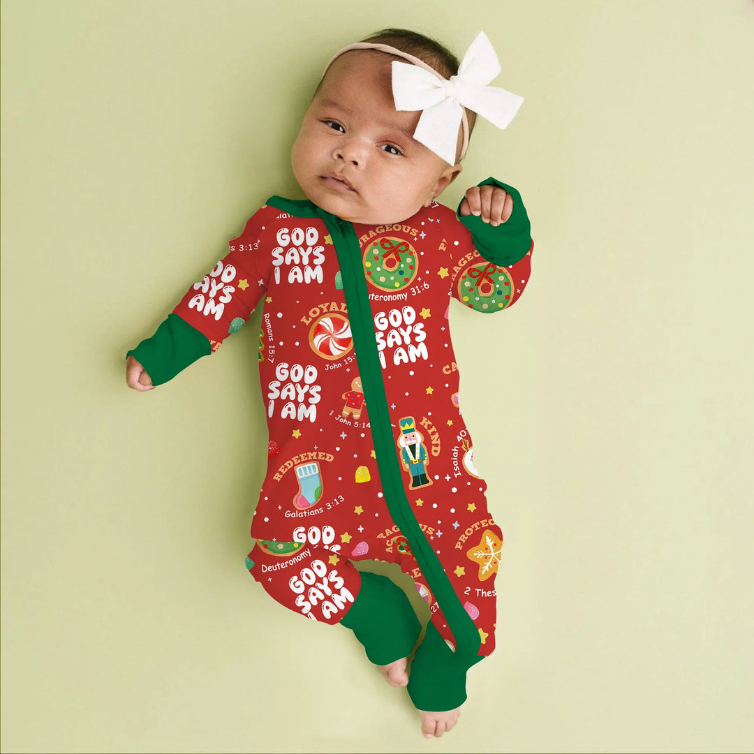 Merry Christmas God Says I Am Convertible Zippy , Merry Christmas God Says I Am Convertible Zippy - 0-3M / Green