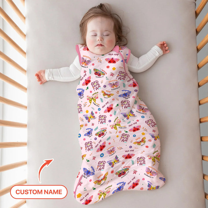 Custom Name God says I am Butterfly Sleep Bag , Custom Name God says I am Butterfly Sleep Bag - XS / 0.5 TOG
