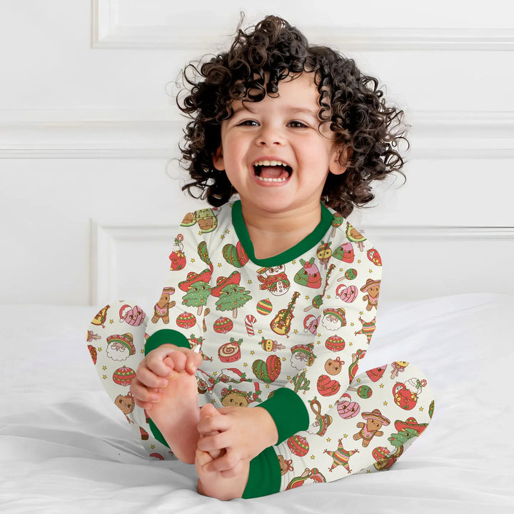 La Fiesta de Navidad Two Piece Long Sleeve Pajama Set