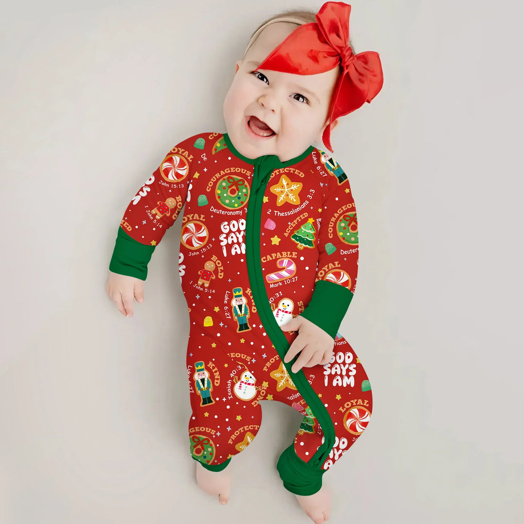Merry Christmas God Says I Am Convertible Zippy , Merry Christmas God Says I Am Convertible Zippy - 0-3M / Green