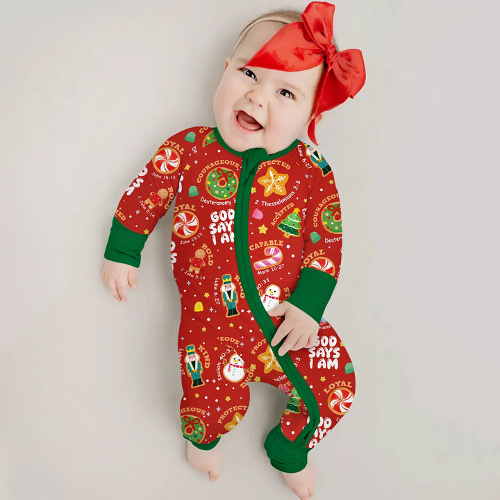 Merry Christmas God Says I Am Convertible Zippy , Merry Christmas God Says I Am Convertible Zippy - 0-3M / Green