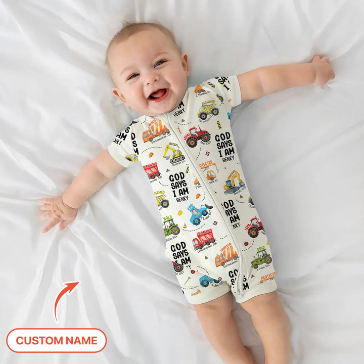Custom Name God Says I Am Boy Shorty Zippy , Custom Name God Says I Am Boy Shorty Zippy - 0-3M
