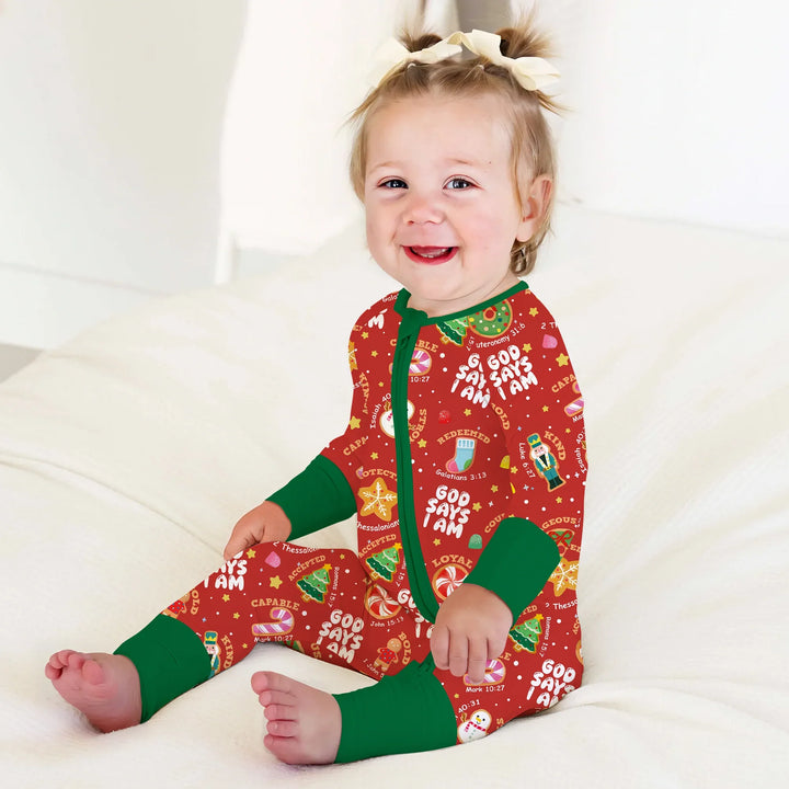 Merry Christmas God Says I Am Convertible Zippy , Merry Christmas God Says I Am Convertible Zippy - 0-3M / Green