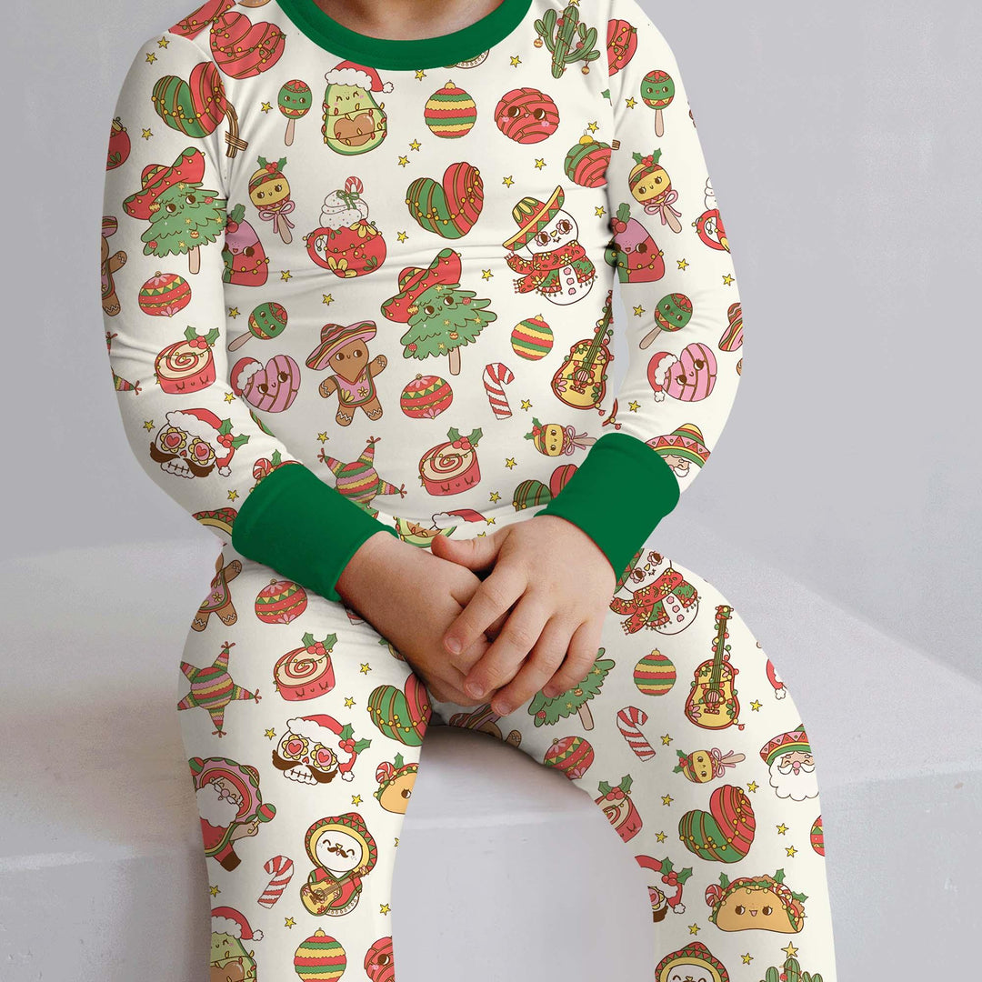 La Fiesta de Navidad Two Piece Long Sleeve Pajama Set