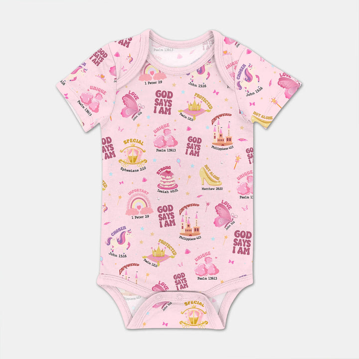 God Says I Am Girl BodySuit , God Says I Am Girl BodySuit - Pink / Short Sleeve / Newborn