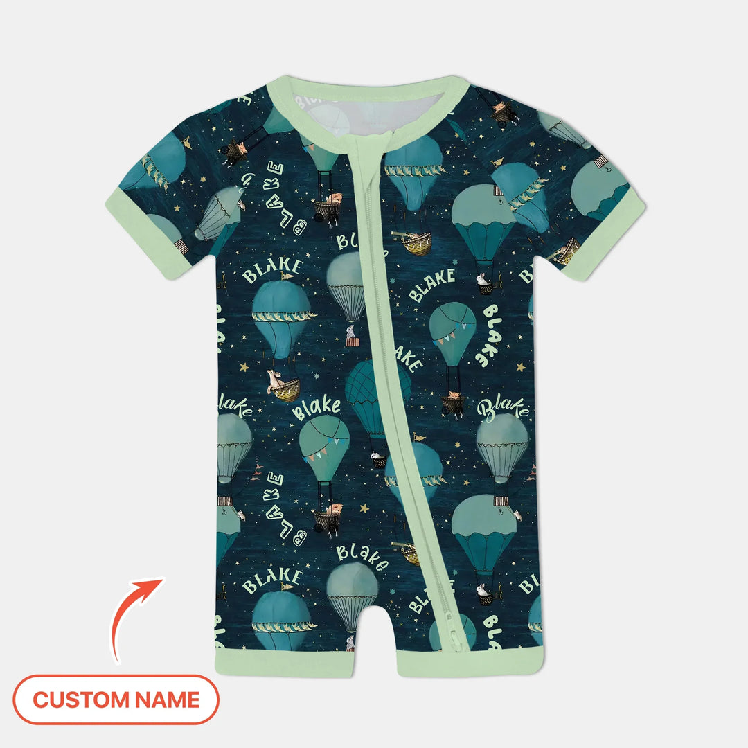 Custom Name Hot Air Balloon Green Shorty Zippy , Custom Name Hot Air Balloon Green Shorty Zippy - 0-3M