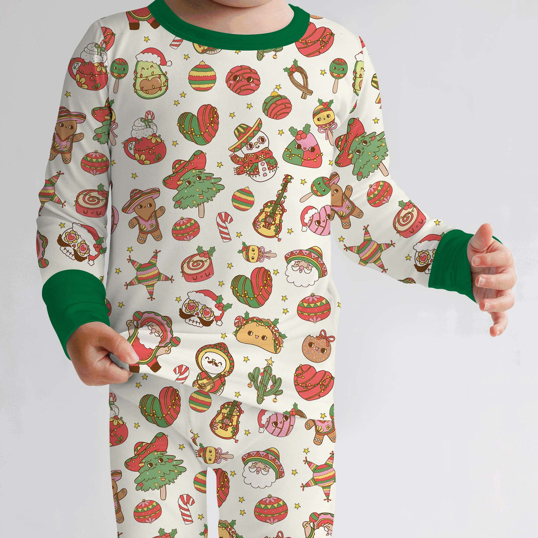 La Fiesta de Navidad Two Piece Long Sleeve Pajama Set