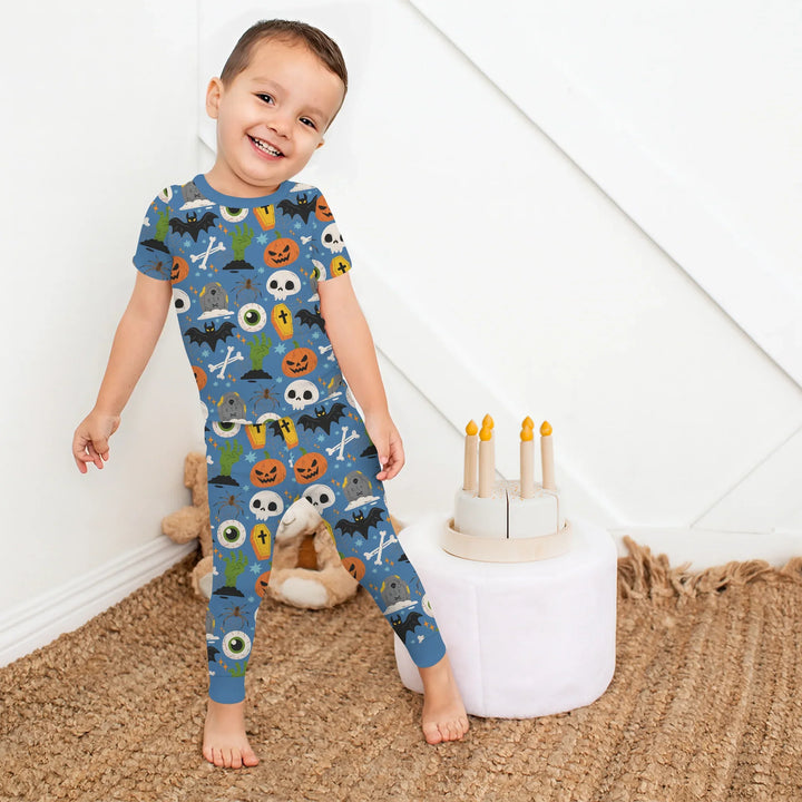 Little Monsters Two Piece Short Sleeve Pajama Set For Haloween , Little Monsters Two Piece Short Sleeve Pajama Set For Haloween - 12-18M