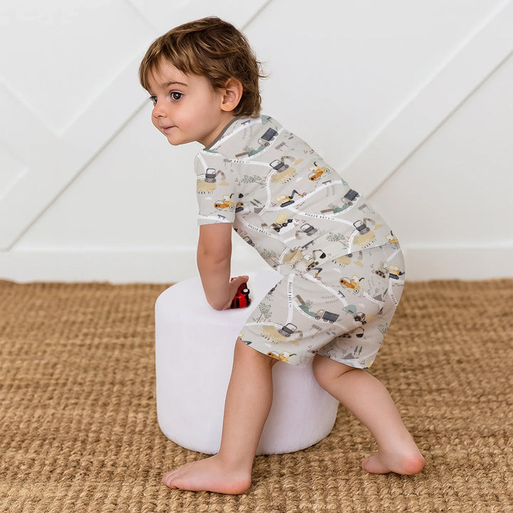 Diggers Route Map Two Piece Short Sleeve Shorts Pajama Set , Diggers Route Map Two Piece Short Sleeve Shorts Pajama Set - 12-18M