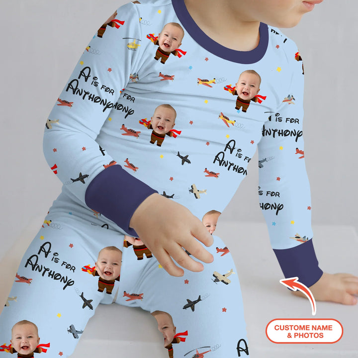 Zweiteiliges Langarm-Pyjama-Set mit Sommerfrüchten