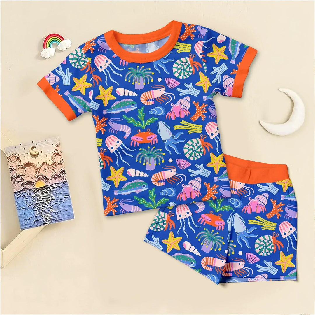 Under the Sea Two Piece Short Sleeve Shorts Pajama Set , Under the Sea Two Piece Short Sleeve Shorts Pajama Set - 12-18M