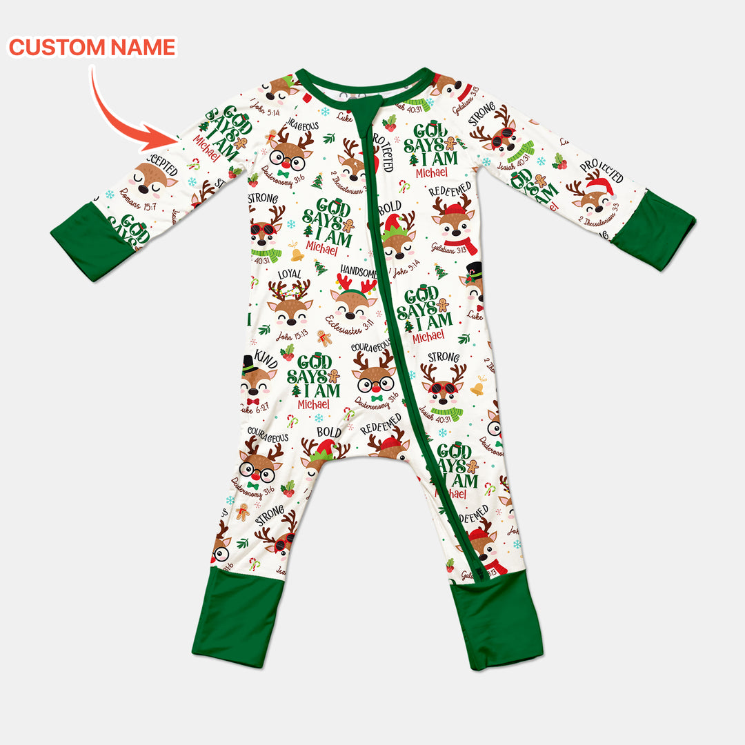Santa’s Reindeer God Says I Am Custom Name Convertible Zippy