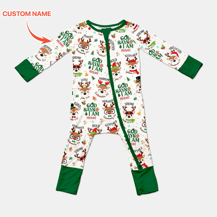 Santa’s Reindeer God Says I Am Custom Name Convertible Zippy