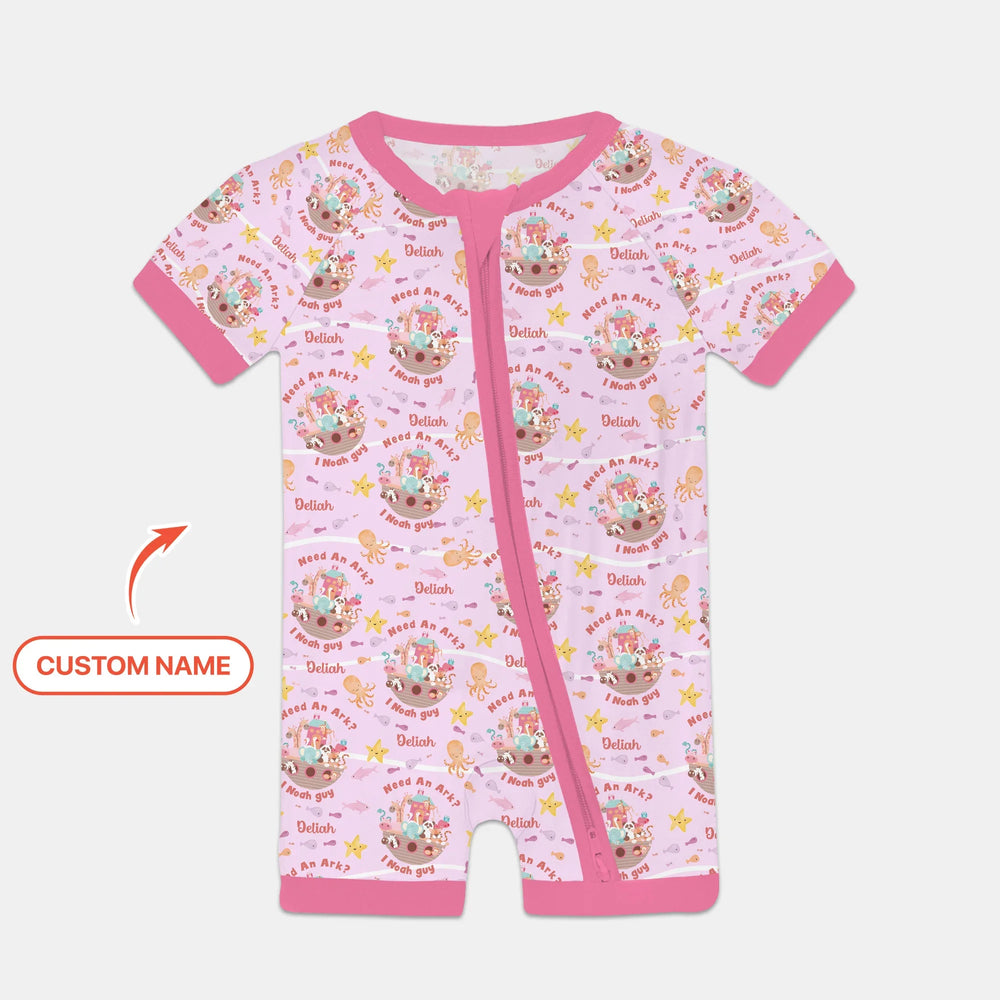 Noah’s Ark Custom Name Girl Shorty Zippy , Noah’s Ark Custom Name Girl Shorty Zippy - 0-3M