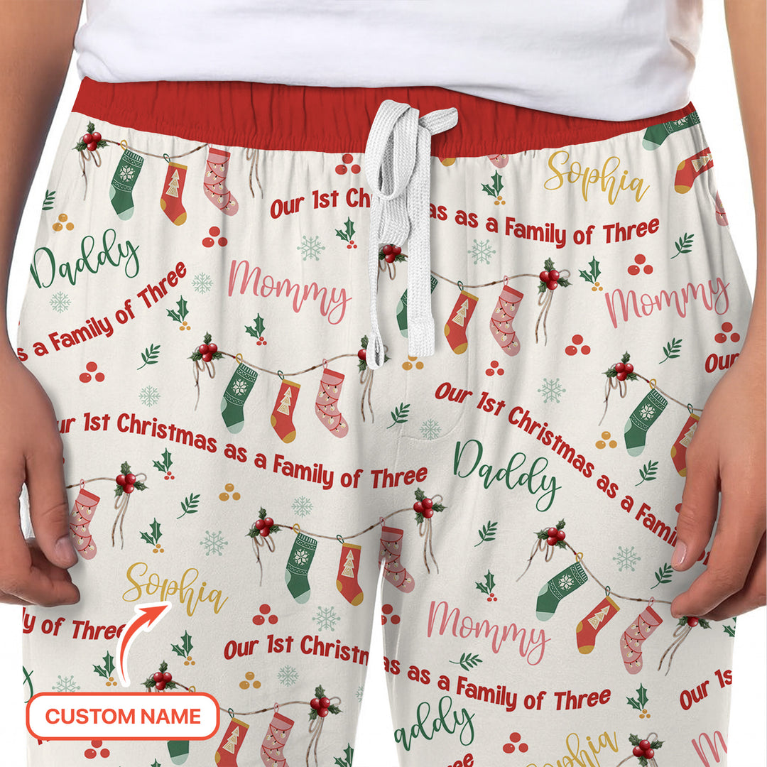 Custom Name Family Christmas Stockings Men's Pajama Set