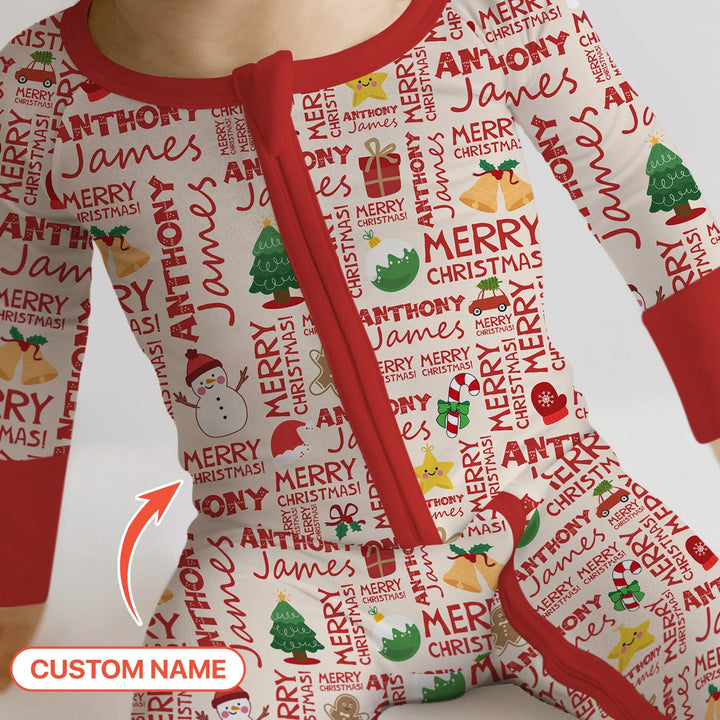 Custom Name Merry Christmas Convertible Zippy , Custom Name Merry Christmas Convertible Zippy - 0-3M