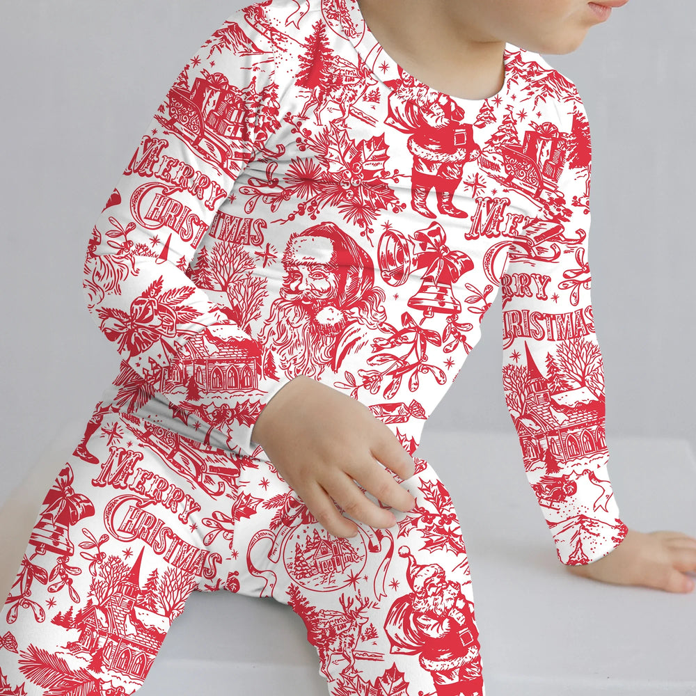 Family Christmas Chinoiserie Pajama Two Piece Long Sleeve Pajama Set , Family Christmas Chinoiserie Pajama Two Piece Long Sleeve Pajama Set - 12-18M