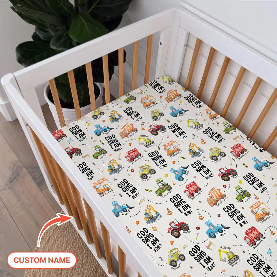 God Says I Am Boy Fitted Crib Sheet , God Says I Am Boy Fitted Crib Sheet - Default Title
