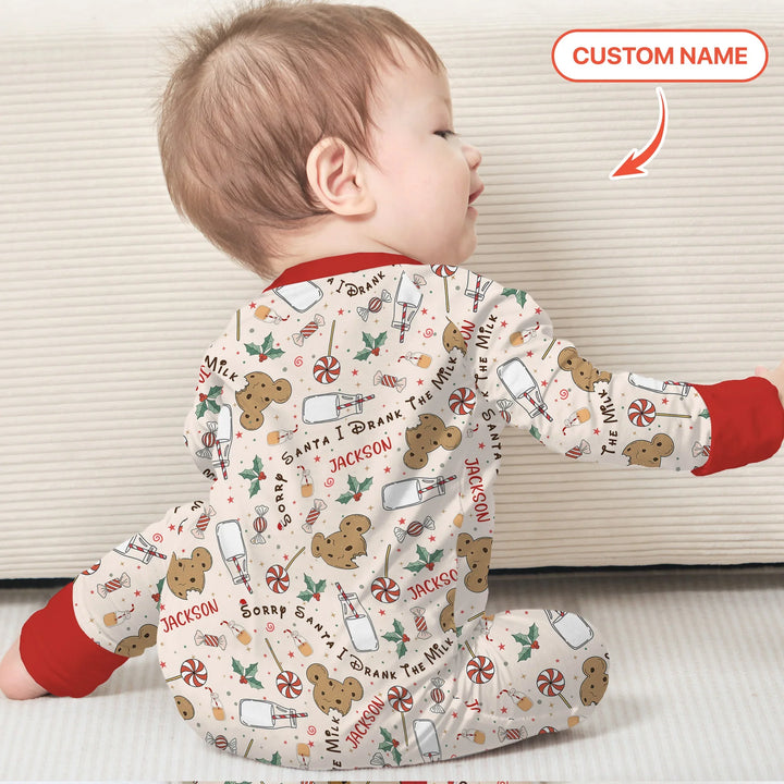 Custom Name Sorry Santa I Drank The Milk Convertible Zippy , Custom Name Sorry Santa I Drank The Milk Convertible Zippy - 0-3M
