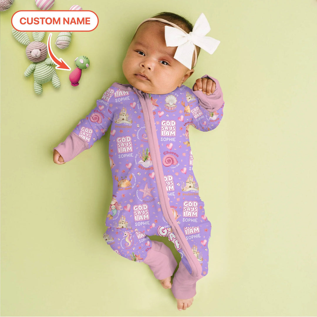 Mermaid God Says I Am Custom Name Convertible Zippy , Mermaid God Says I Am Custom Name Convertible Zippy - 0-3M