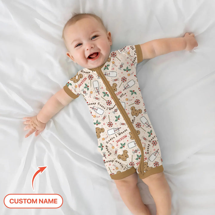 Custom Name Sorry Santa I Drank The Milk Shorty Zippy , Custom Name Sorry Santa I Drank The Milk Shorty Zippy - 0-3M