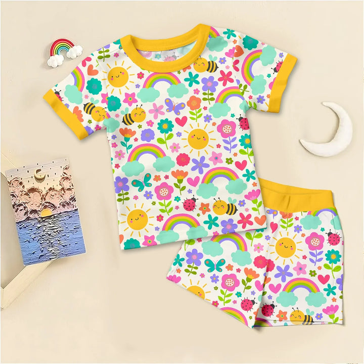 Summer Sunshine Two Piece Short Sleeve Shorts Pajama Set , Summer Sunshine Two Piece Short Sleeve Shorts Pajama Set - 12-18M