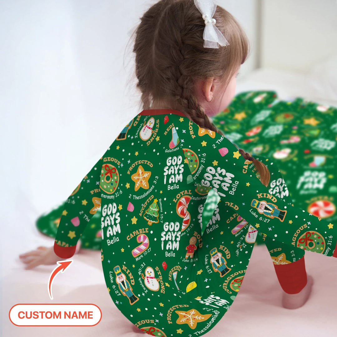Merry Christmas God Says I Am Custom Name Convertible Zippy , Merry Christmas God Says I Am Custom Name Convertible Zippy - 0-3M