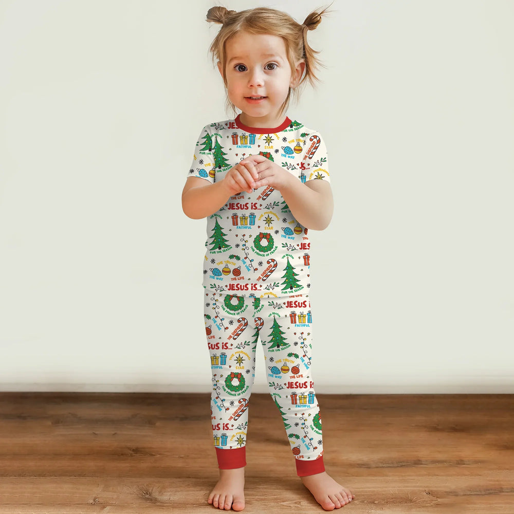 Jesus Is The Reason For The Season Two Piece Short Sleeve Pajama Set , Jesus Is The Reason For The Season Two Piece Short Sleeve Pajama Set - 12-18M