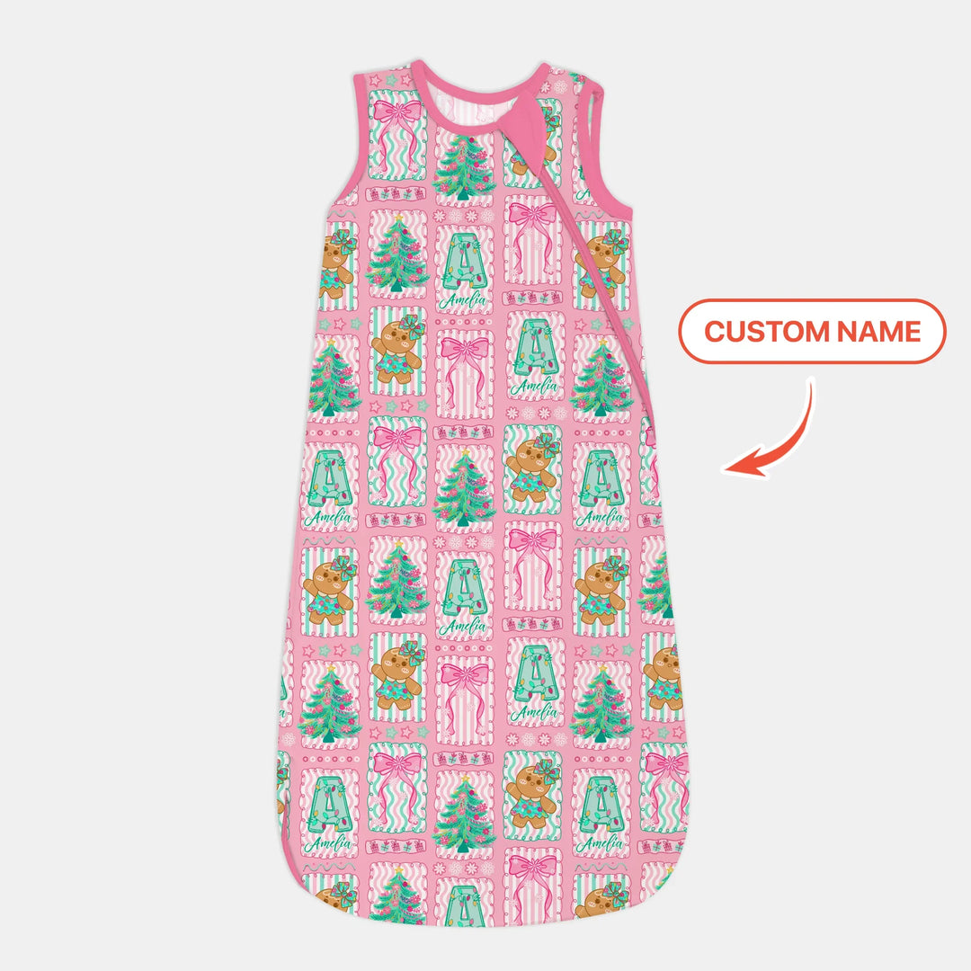 Custom Name "Merry Pink Christmas" Sleep Bag , Custom Name "Merry Pink Christmas" Sleep Bag - XS / 0.5 TOG