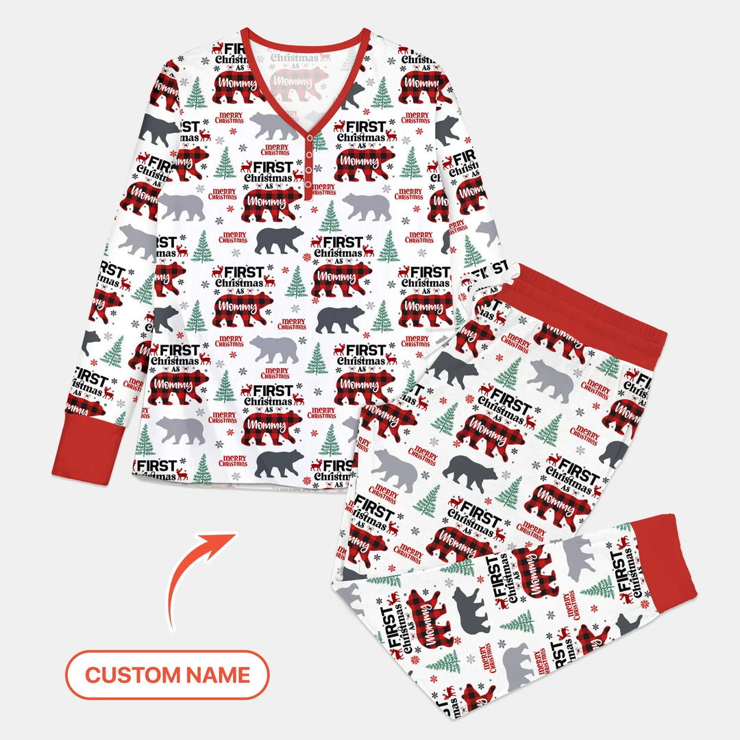 Family Bear First Christmas Women Pajama Set