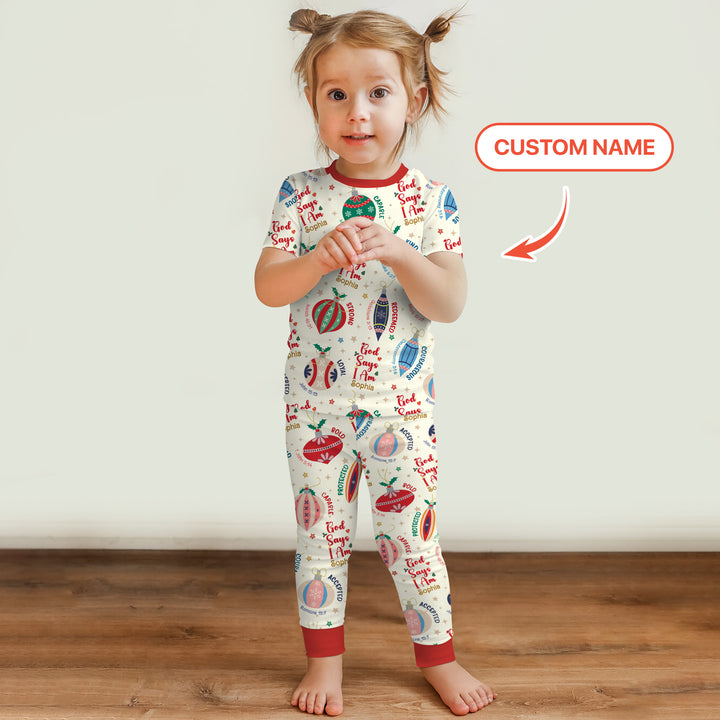 God Says I Am Joyful Christmas Two Piece Short Sleeve Pajama Set