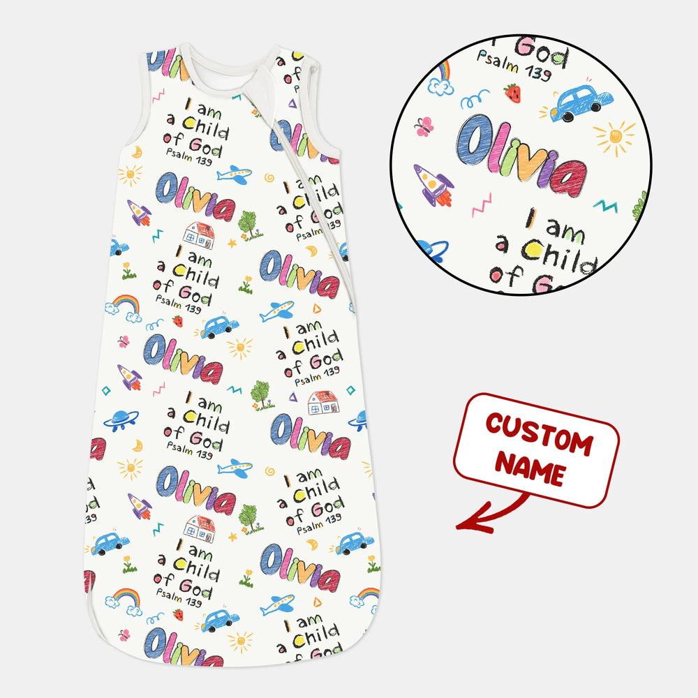 Custom Name "I am a Child of God" - Sleep Bag , Custom Name "I am a Child of God" - Sleep Bag - XS / 0.5 TOG