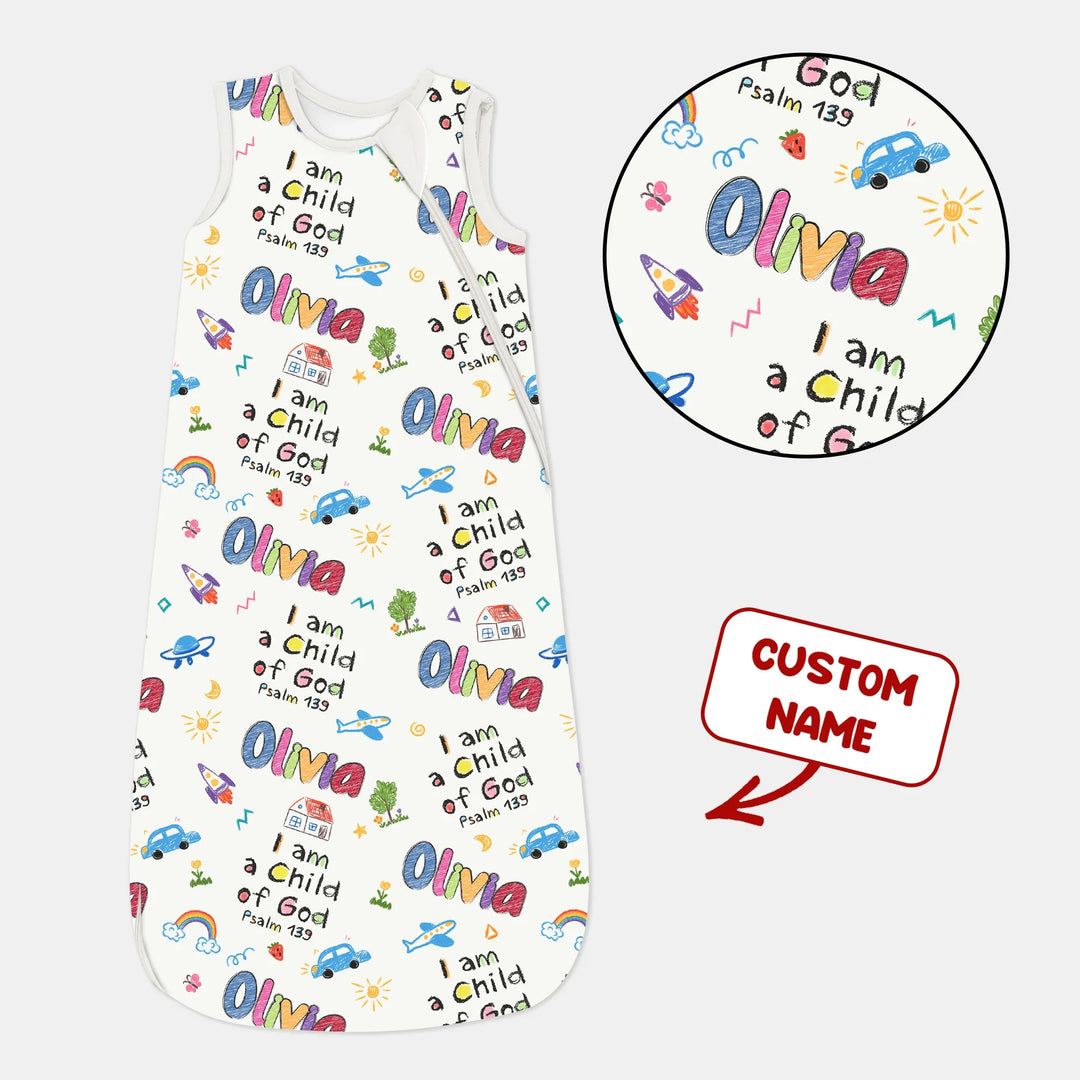 Custom Name "I am a Child of God" - Sleep Bag , Custom Name "I am a Child of God" - Sleep Bag - XS / 0.5 TOG