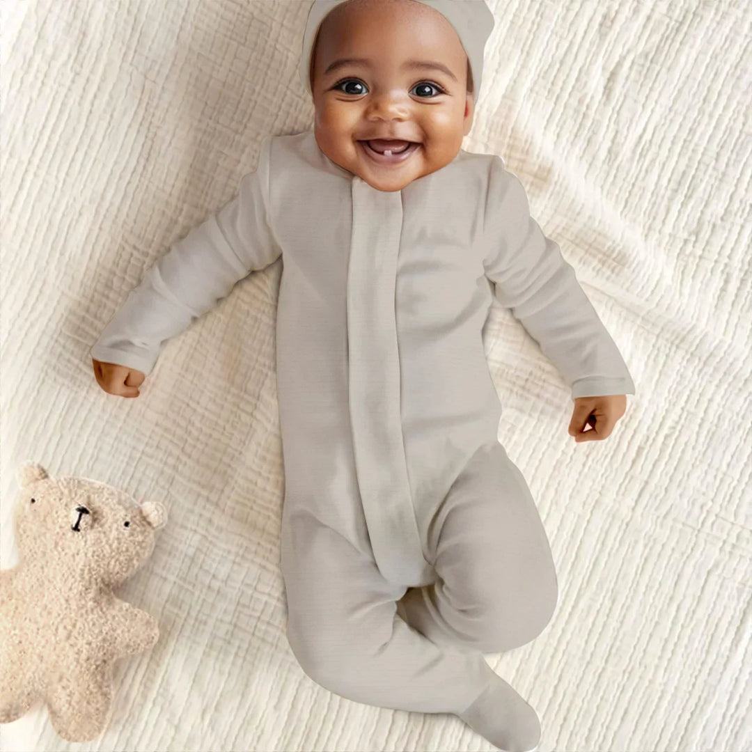 Oat Magnetic Footie Romper , Oat Magnetic Footie Romper - Newborn