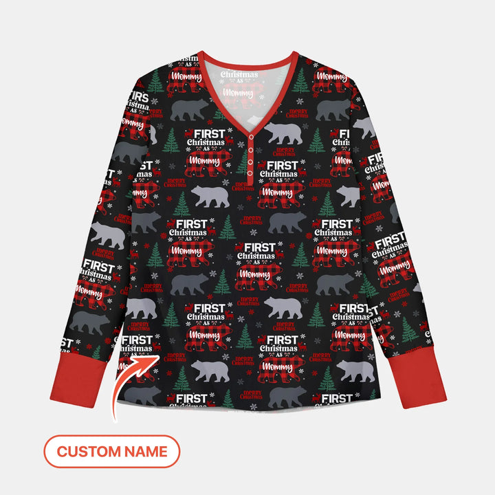 Family Bear First Christmas Women Pajama Set