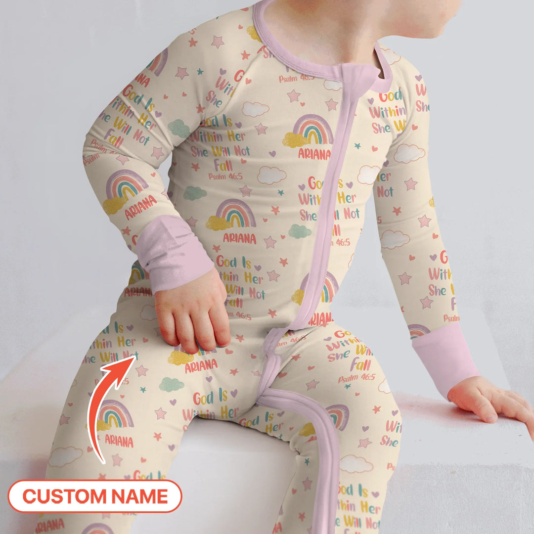 God Is Within Her She Will Not Fall Custom Name Convertible Zippy , God Is Within Her She Will Not Fall Custom Name Convertible Zippy - 0-3M