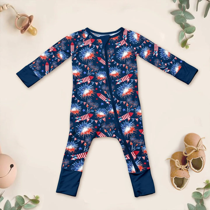 Firework Convertible Zippered Romper , Firework Convertible Zippered Romper - Newborn