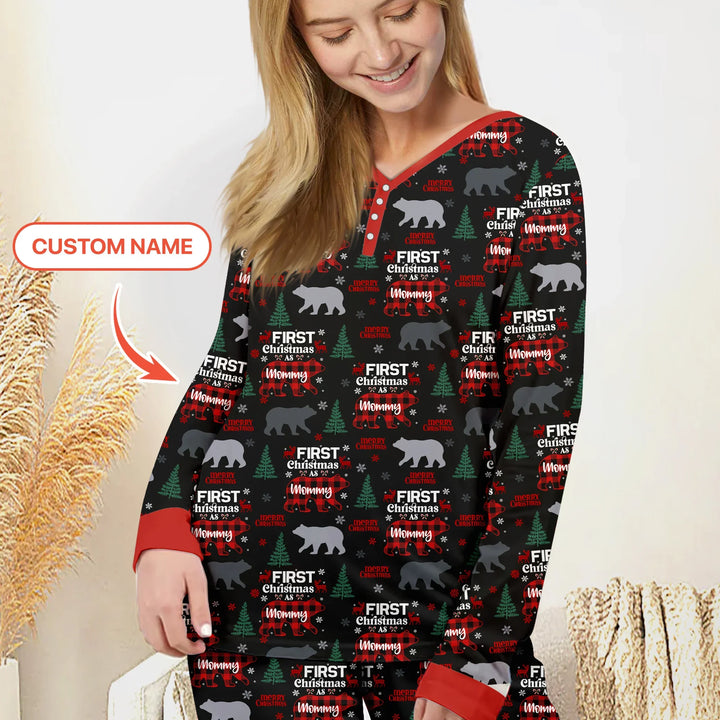 Family Bear First Christmas Women Pajama Set
