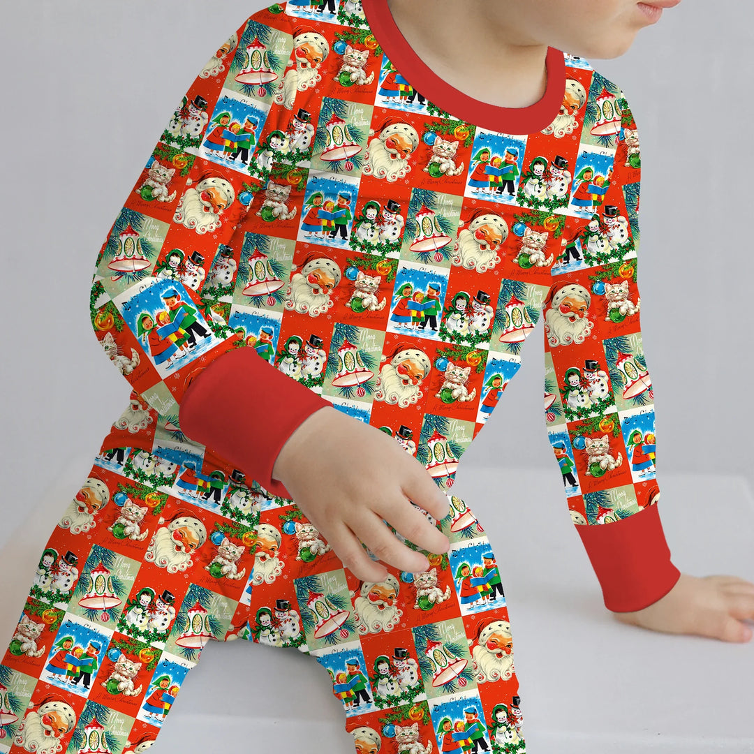 Vintage Holiday Joy Two Piece Long Sleeve Pajama Set , Vintage Holiday Joy Two Piece Long Sleeve Pajama Set - 12-18M