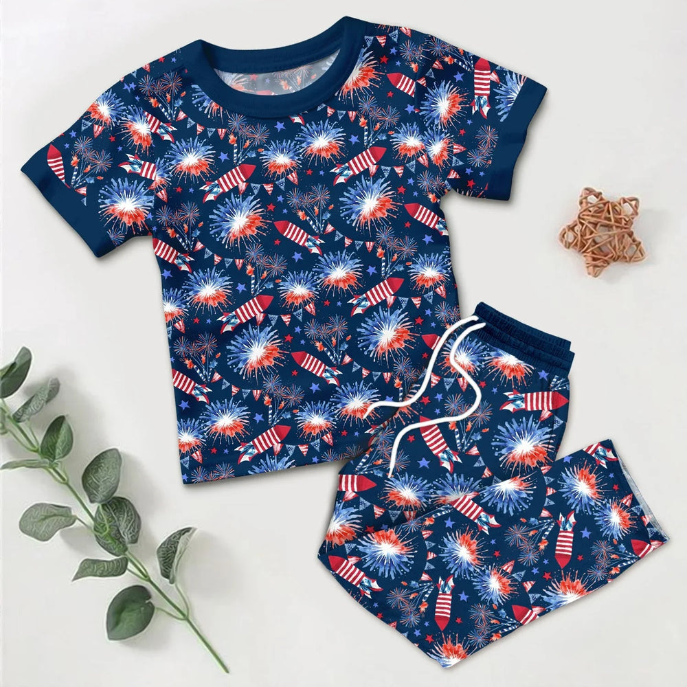 Firework Two Piece Short Sleeve Pajama Set , Firework Two Piece Short Sleeve Pajama Set - 12-18M